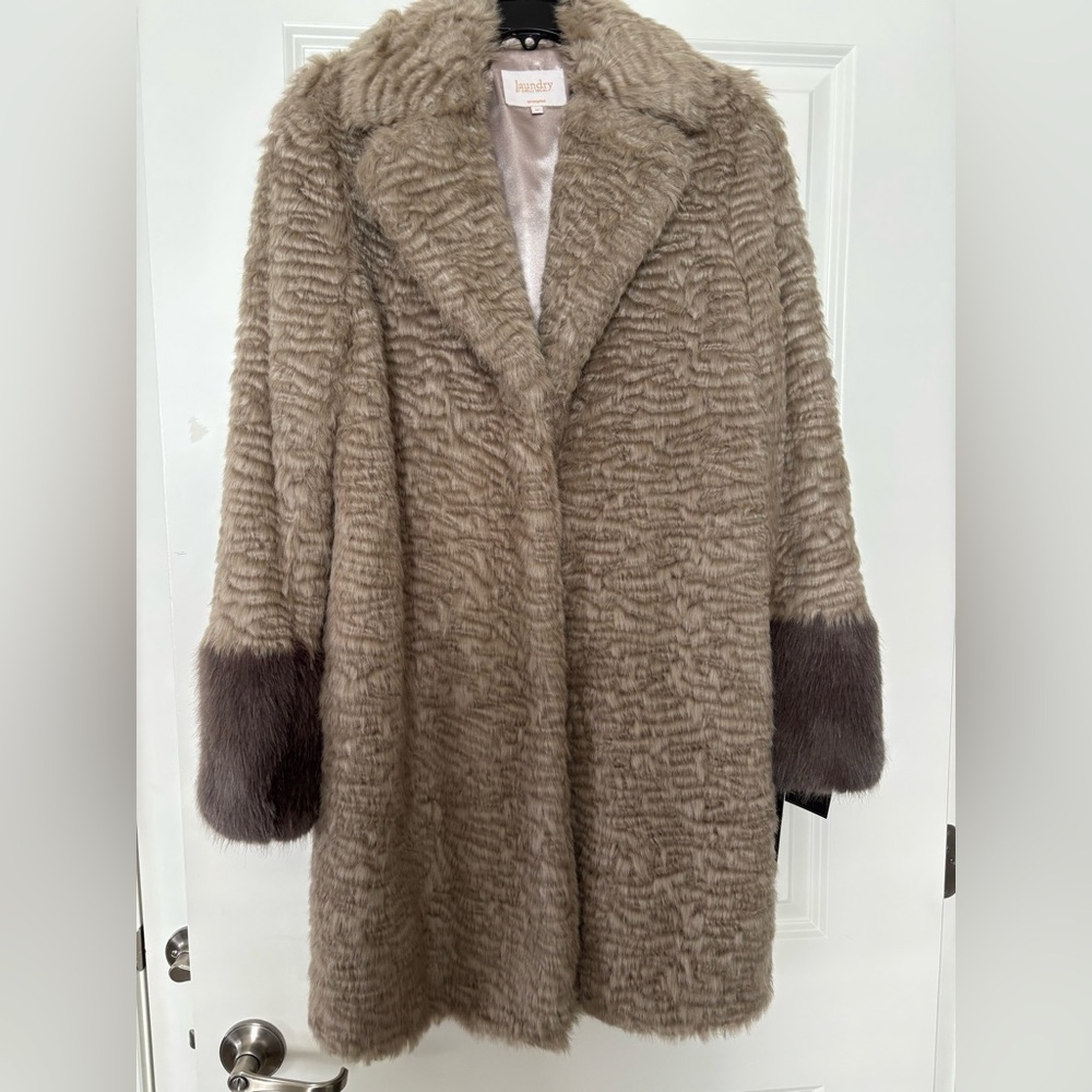 Laundry By Shelli Segal Taupe Teddy Jacket